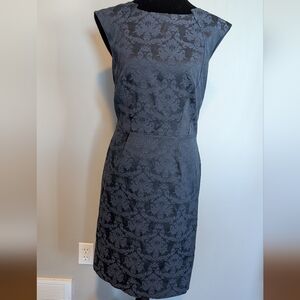 ANTONIO MELANI Black Damask Midi Sheath Dress